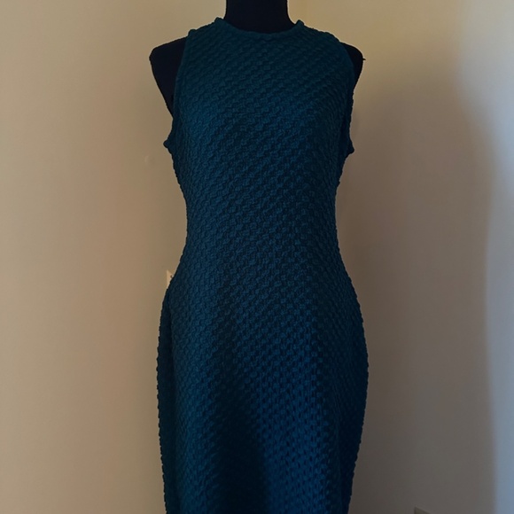 **DONNA MORGAN* Teal Sleeveless Black Cut Out Dress Size 12 - Picture 1 of 8